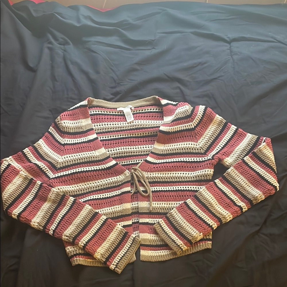 Full Tilt Pink and Cream Cardigan Sweater